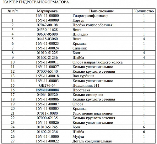 Шайба 16Y-11-00004 Шайба 16Y-11-00004